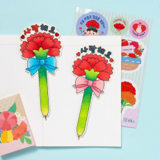 민화샵 [가정의달] 카네이션 책갈피 볼펜